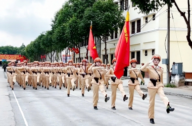 Hơn 100 học viên nữ Trường Đại học CSND tham gia diễu binh, diễu hành trong lễ Kỷ niệm 80 năm Cách  mạng tháng Tám thành công và Quốc khánh nước Cộng hòa xã hội chủ nghĩa Việt Nam